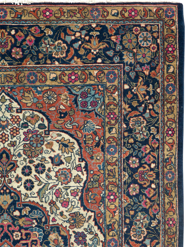 Antique Persian Kashan Rug, No.25501 - Staging