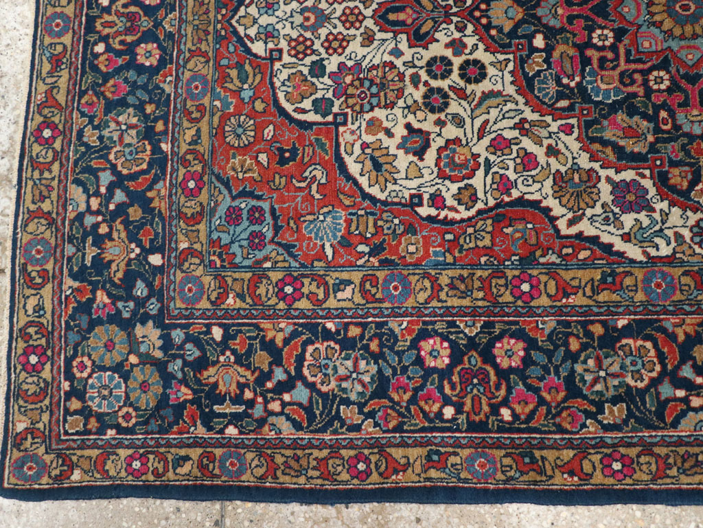 Antique Persian Kashan Rug, No.25501 - Staging