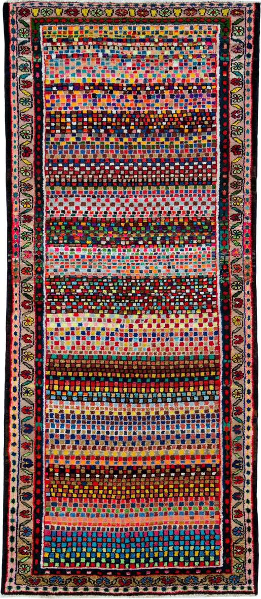 Vintage Persian Hamadan Art Deco Carpet, No.25533 - Staging
