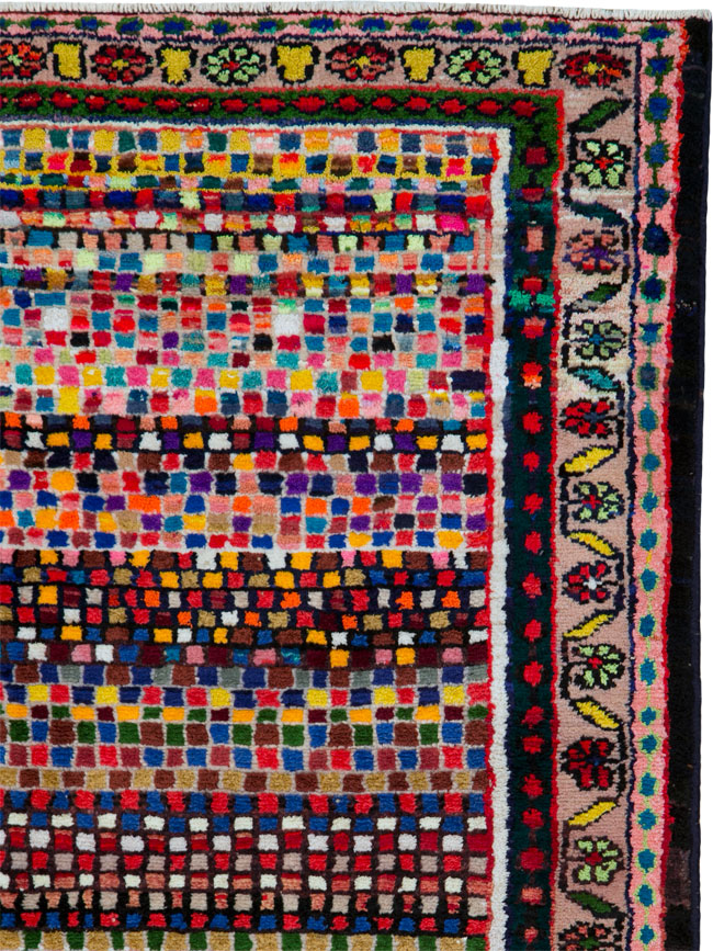 Vintage Persian Hamadan Art Deco Carpet, No.25533 - Staging