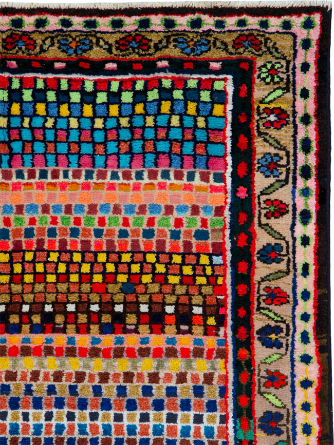 Vintage Persian Hamadan Art Deco Carpet, No.25533 - Staging