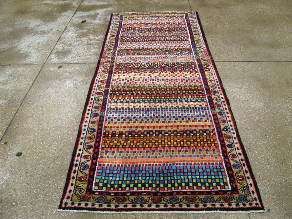 Vintage Persian Hamadan Art Deco Carpet, No.25533 - Staging