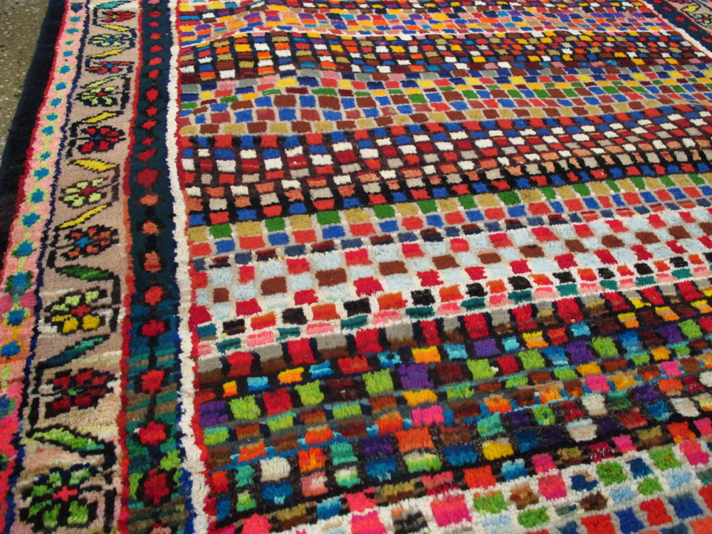 Vintage Persian Hamadan Art Deco Carpet, No.25533 - Staging