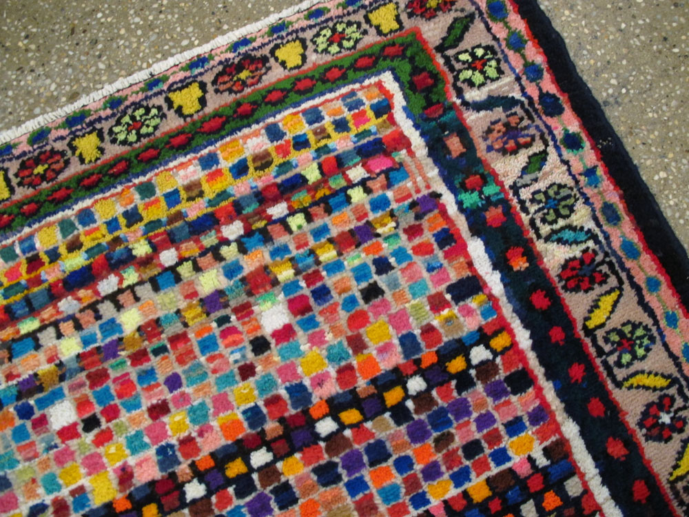 Vintage Persian Hamadan Art Deco Carpet, No.25533 - Staging