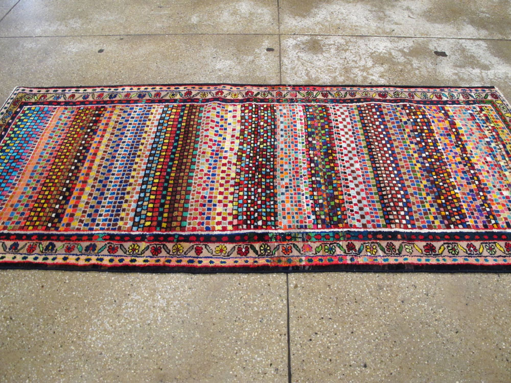 Vintage Persian Hamadan Art Deco Carpet, No.25533 - Staging