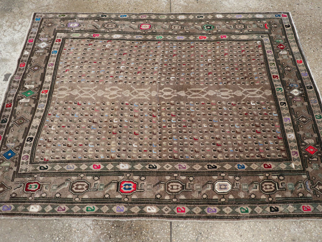 Vintage Persian Hamadan Modern Rug, No.25534 - Staging