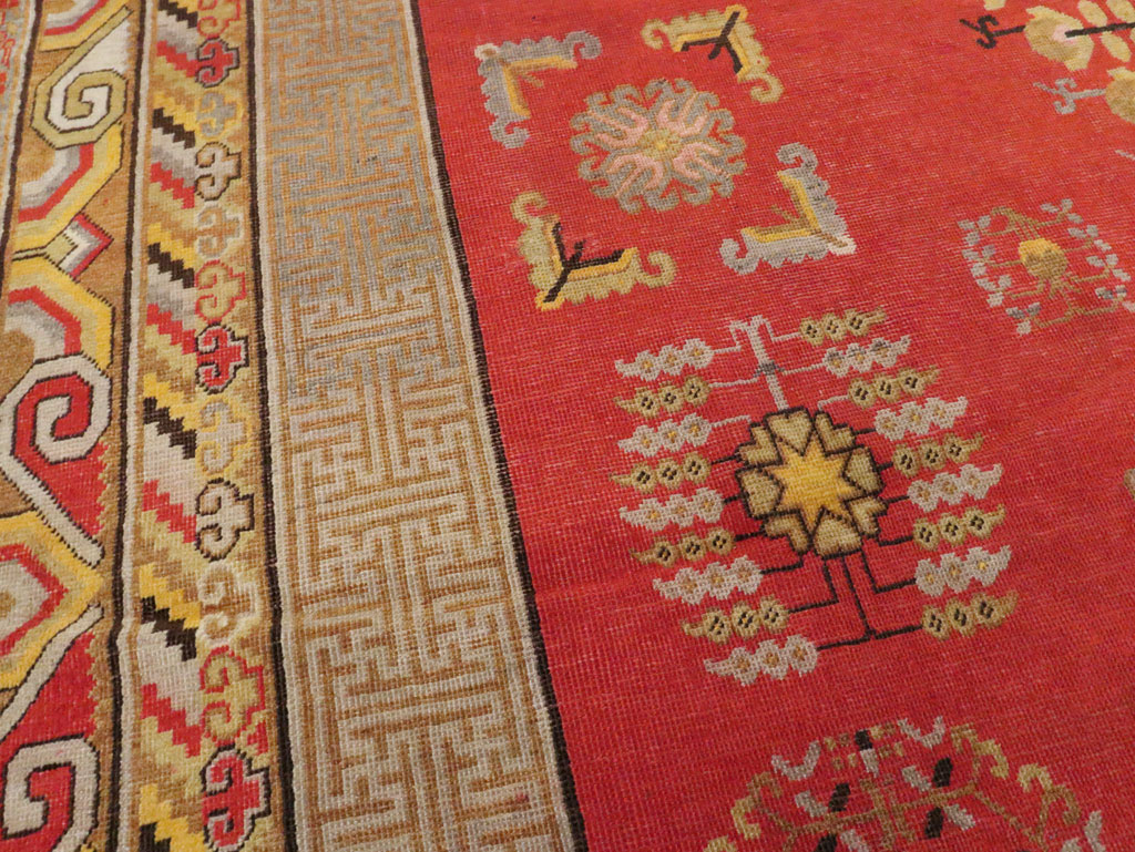 Vintage East Turkestan Khotan Carpet, No.25542 - Staging