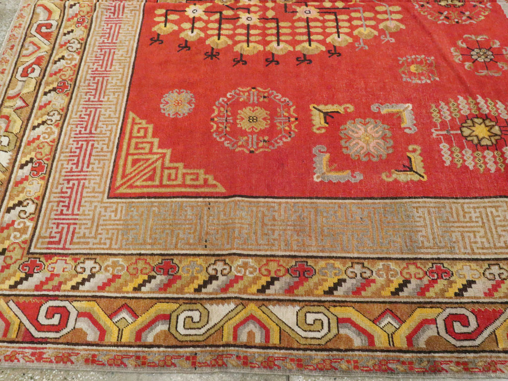Vintage East Turkestan Khotan Carpet, No.25542 - Staging