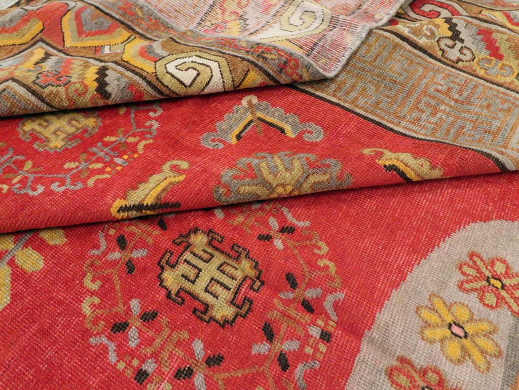 Vintage East Turkestan Khotan Carpet, No.25542 - Staging