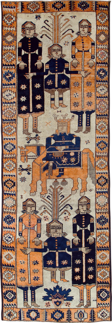 Vintage Persian Bakhtiari Pictorial Rug, No.25561 - Staging