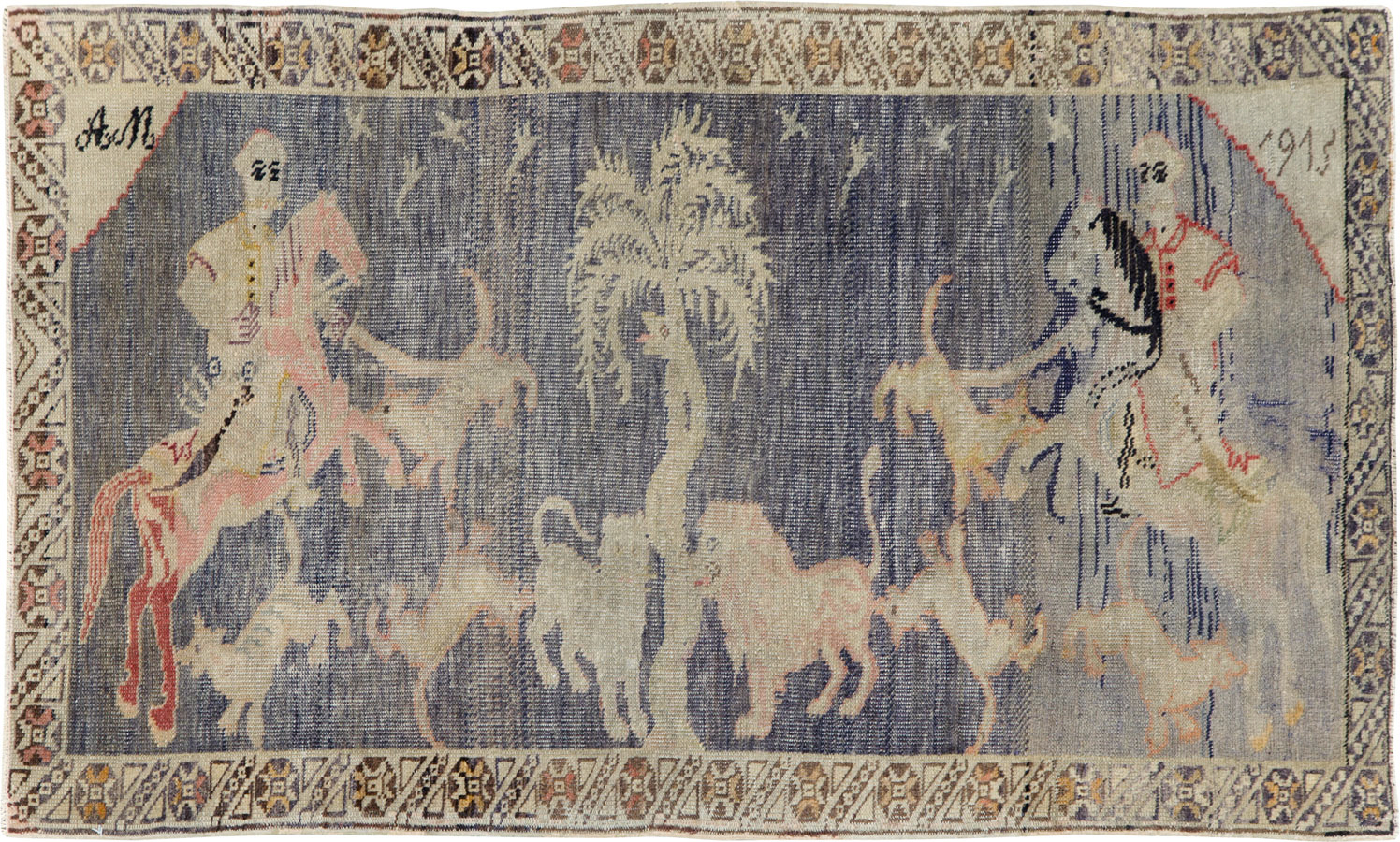 Vintage Kayseri Pictorial Rug, No.25563 - Staging