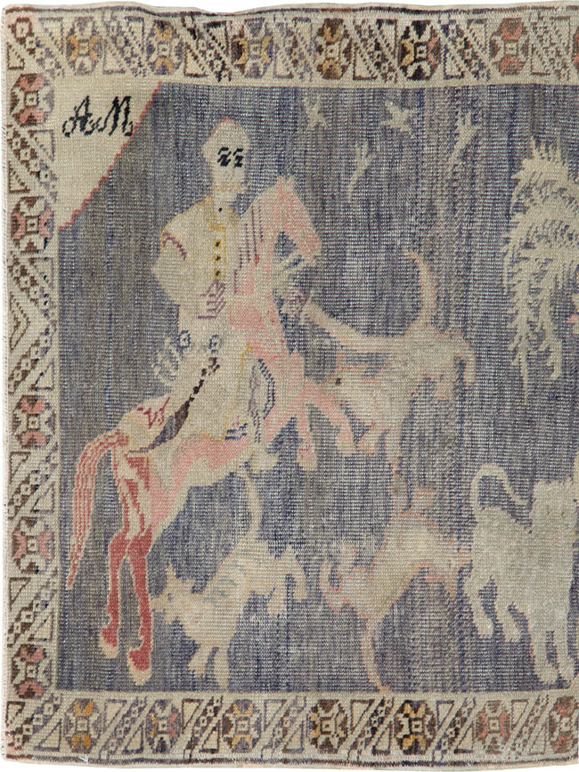 Vintage Kayseri Pictorial Rug, No.25563 - Staging