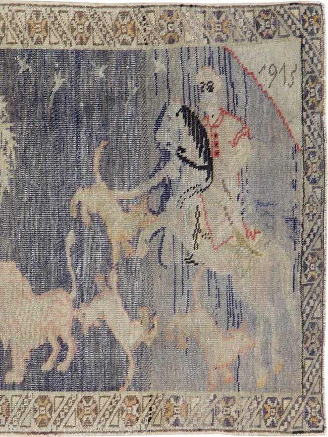 Vintage Kayseri Pictorial Rug, No.25563 - Staging