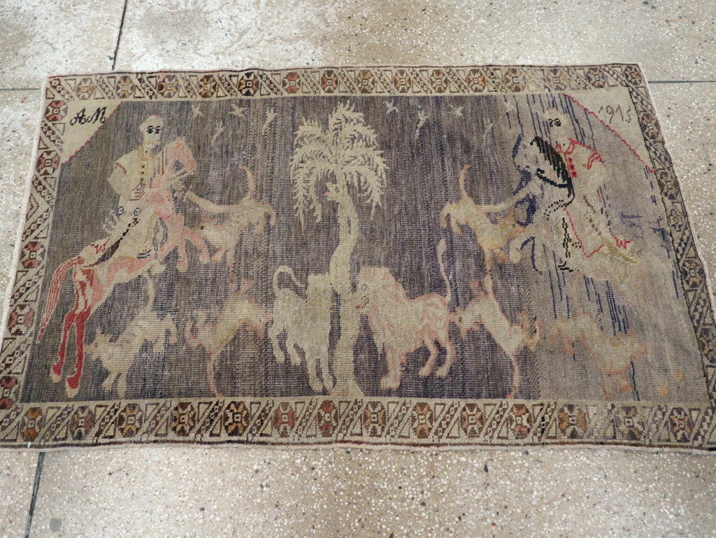 Vintage Kayseri Pictorial Rug, No.25563 - Staging