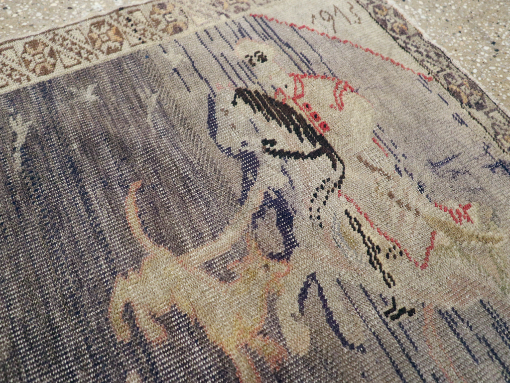 Vintage Kayseri Pictorial Rug, No.25563 - Staging