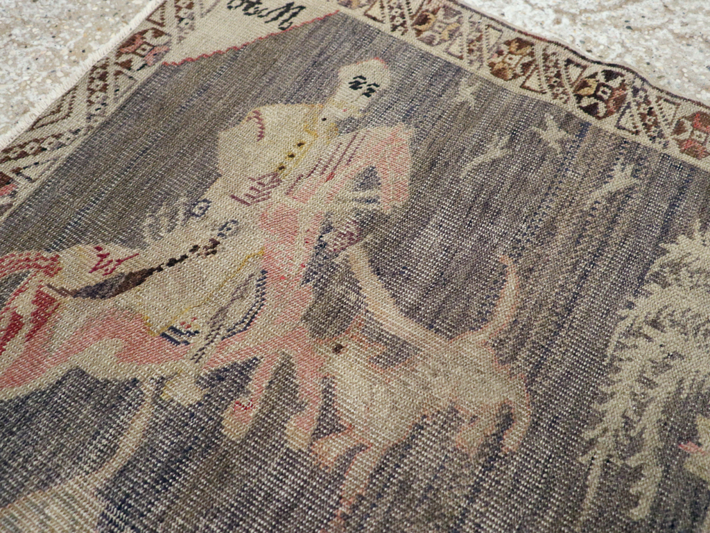 Vintage Kayseri Pictorial Rug, No.25563 - Staging