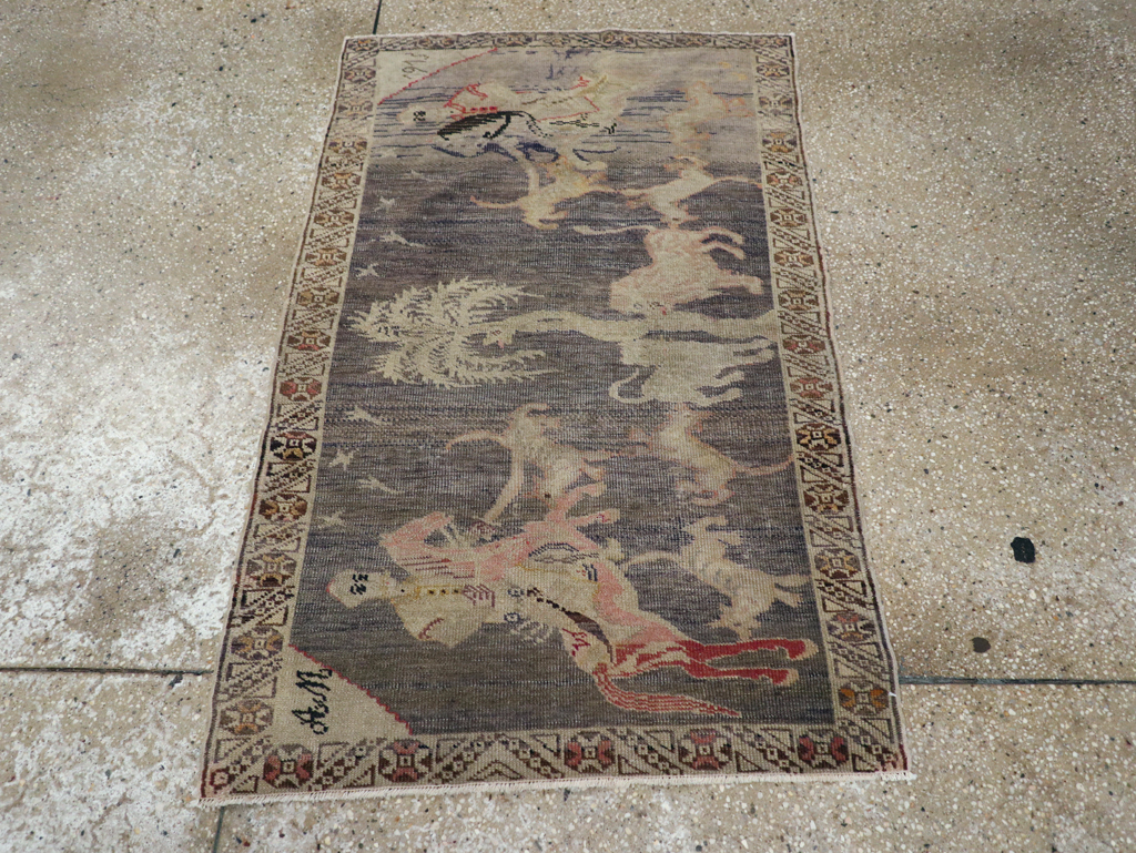 Vintage Kayseri Pictorial Rug, No.25563 - Staging