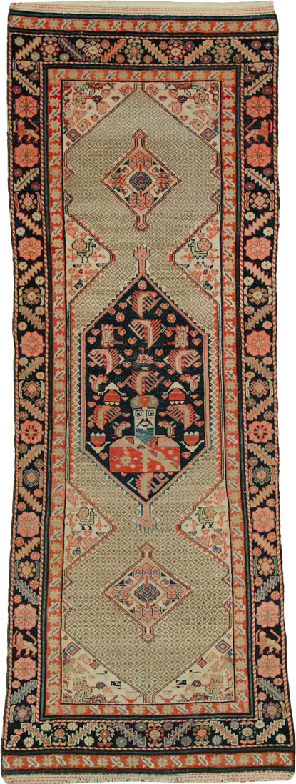Antique Persian Hamadan Pictorial Rug, No.25572 - Staging
