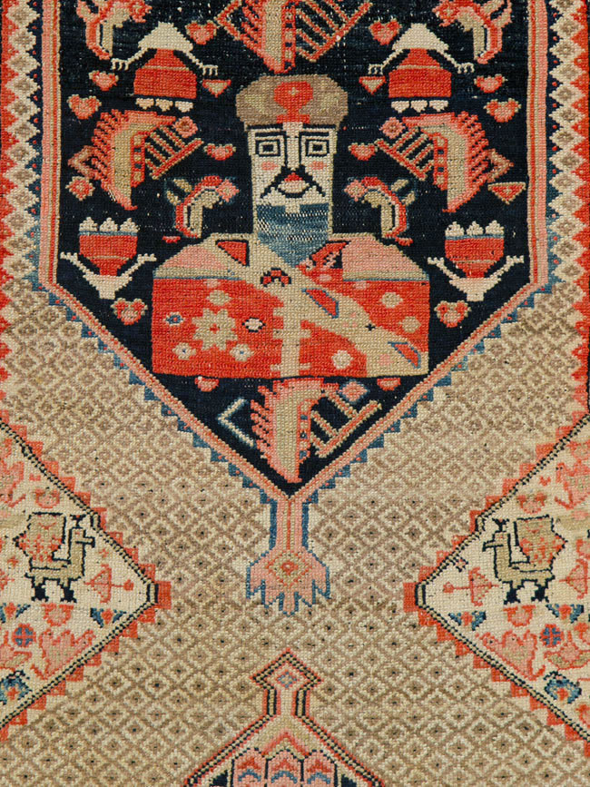 Antique Persian Hamadan Pictorial Rug, No.25572 - Staging