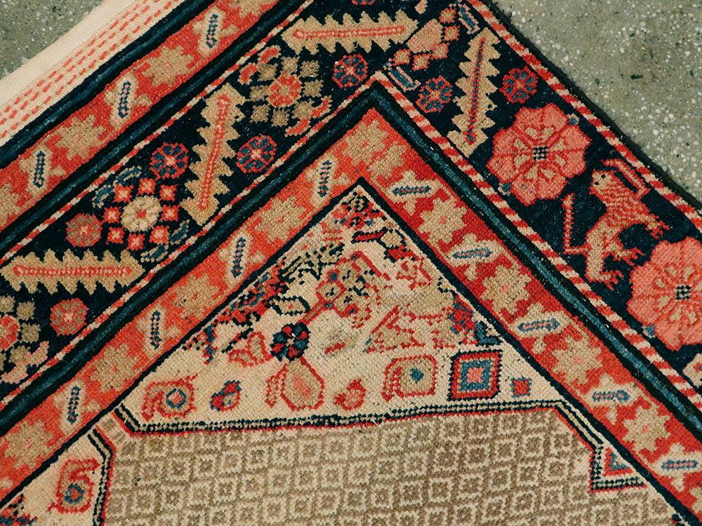 Antique Persian Hamadan Pictorial Rug, No.25572 - Staging