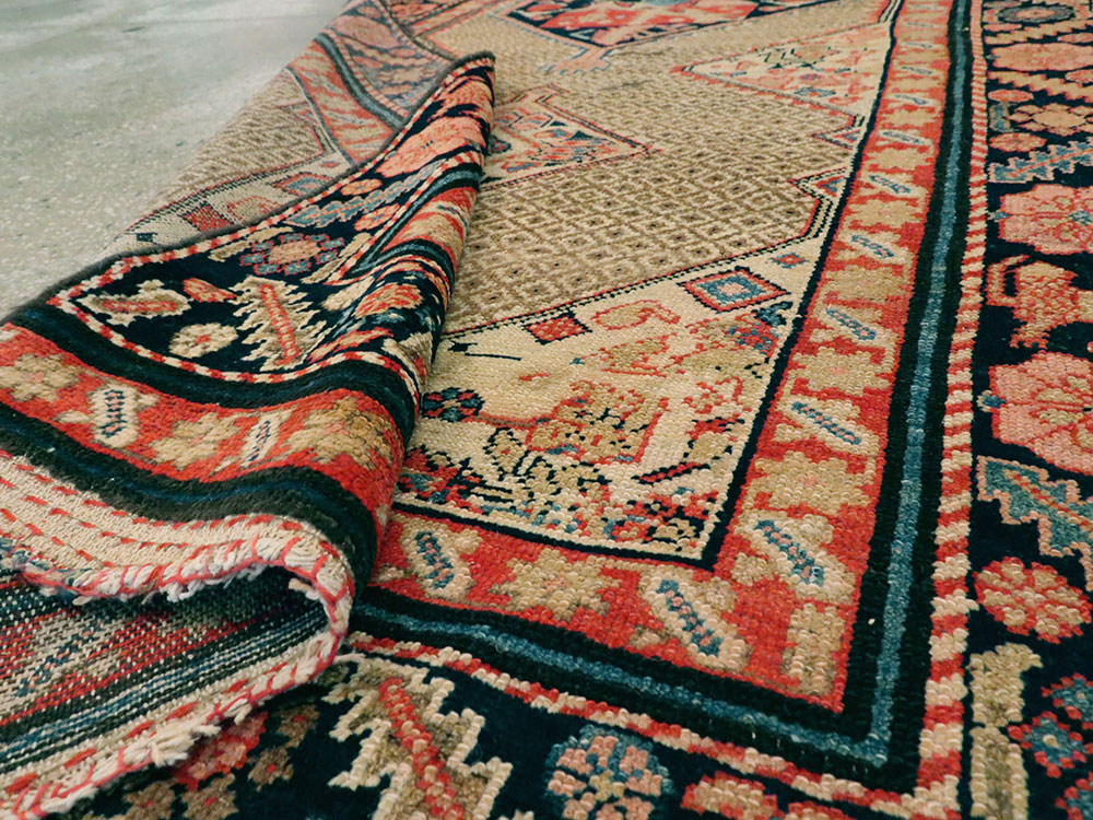 Antique Persian Hamadan Pictorial Rug, No.25572 - Staging