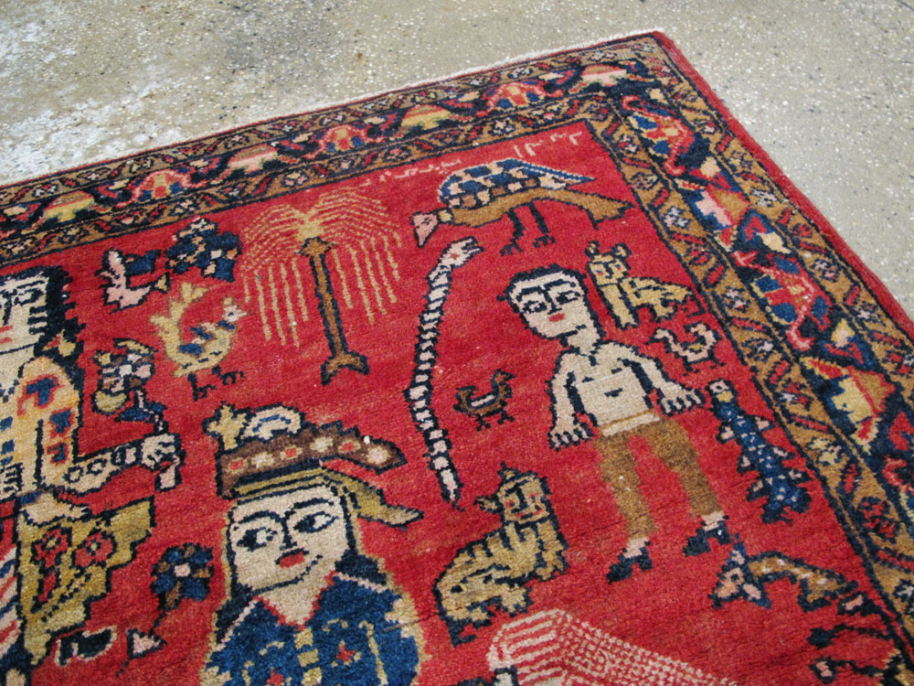 Vintage Persian Tabriz Pictorial Rug, No.25575 - Staging
