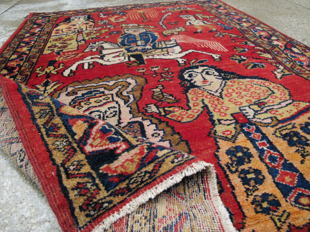 Vintage Persian Tabriz Pictorial Rug, No.25575 - Staging