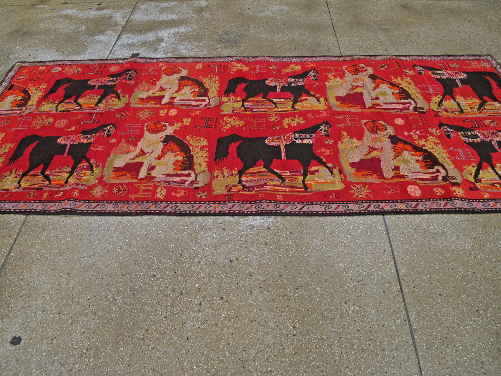 Antique Caucasian Karabagh Pictorial Rug, No.25577 - Staging