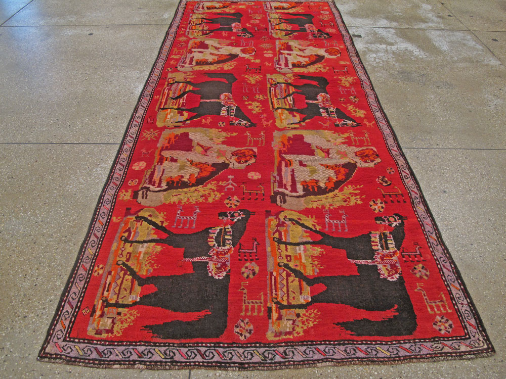 Antique Caucasian Karabagh Pictorial Rug, No.25577 - Staging