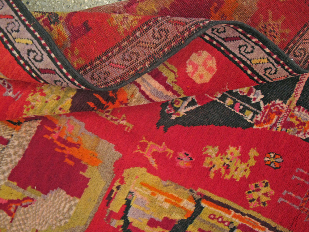 Antique Caucasian Karabagh Pictorial Rug, No.25577 - Staging