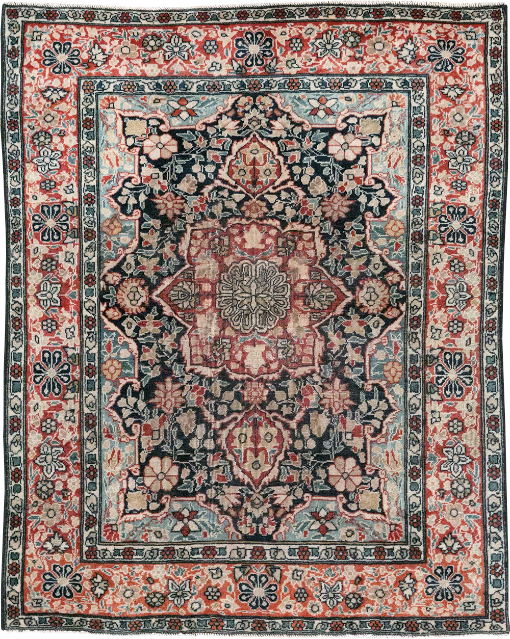 Antique Persian Mohtasham Kashan Throw Rug, No.25598 - Staging