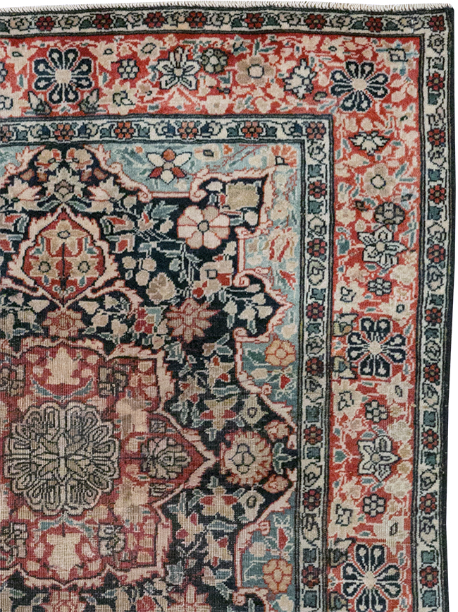 Antique Persian Mohtasham Kashan Throw Rug, No.25598 - Staging