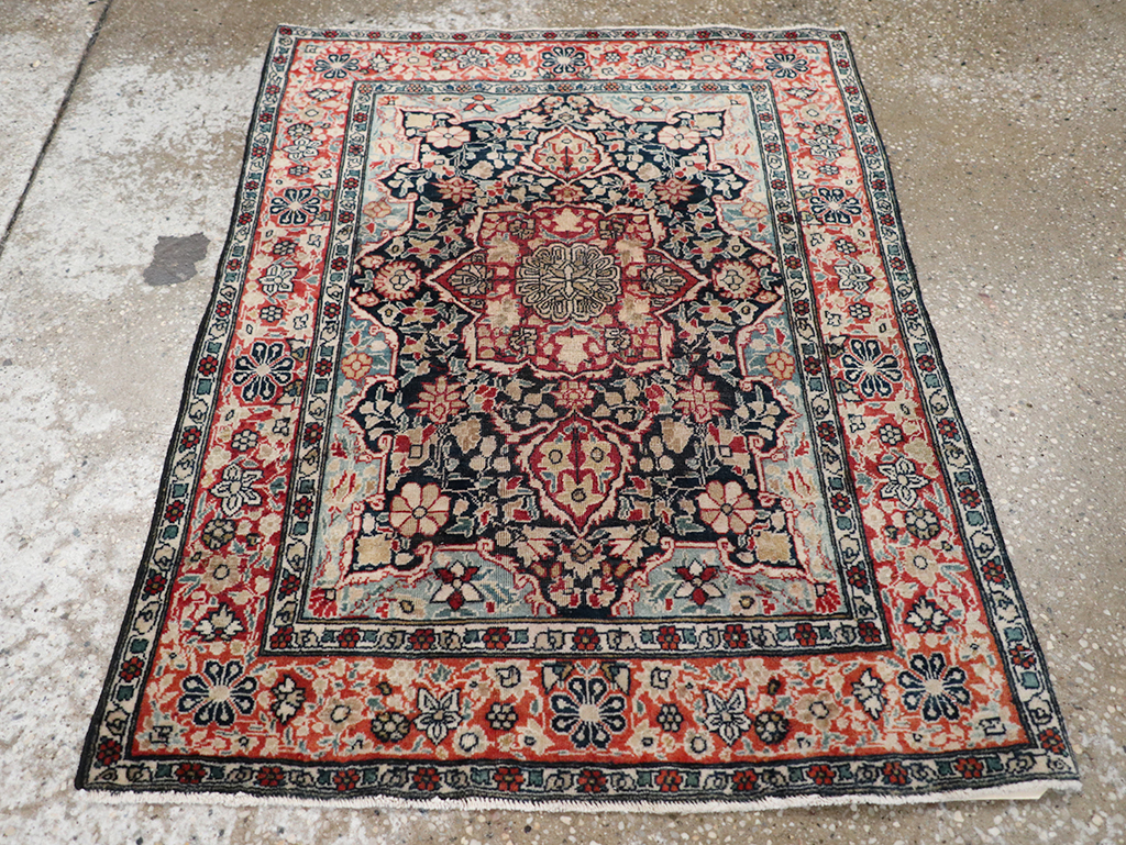 Antique Persian Mohtasham Kashan Throw Rug, No.25598 - Staging