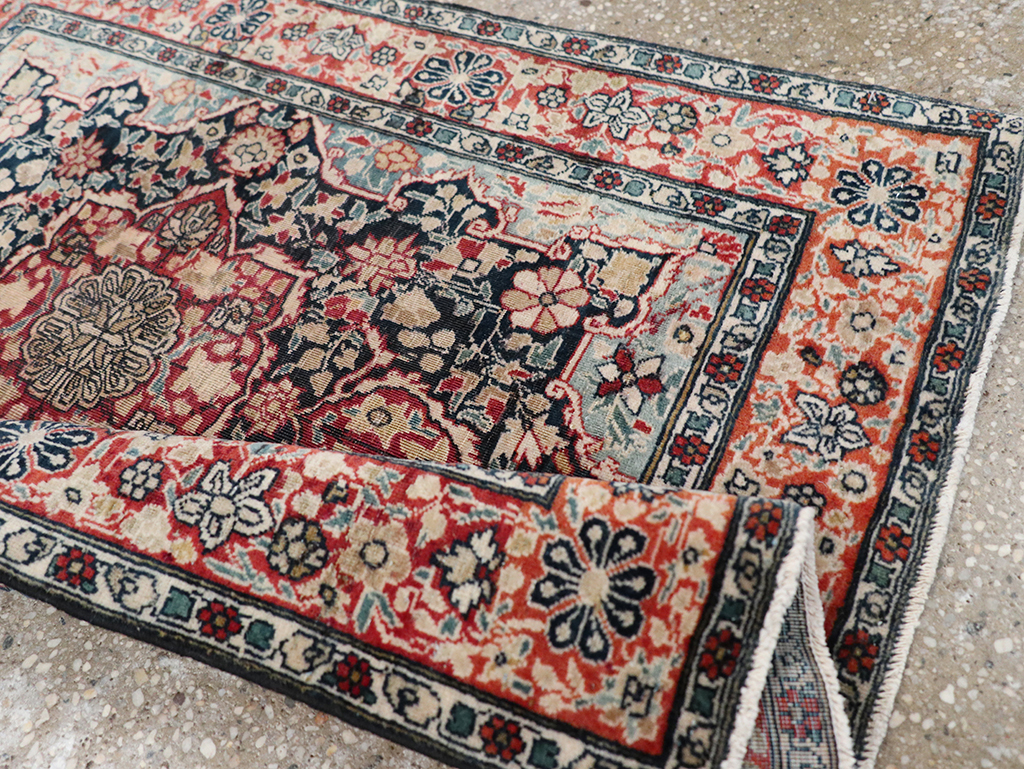 Antique Persian Mohtasham Kashan Throw Rug, No.25598 - Staging