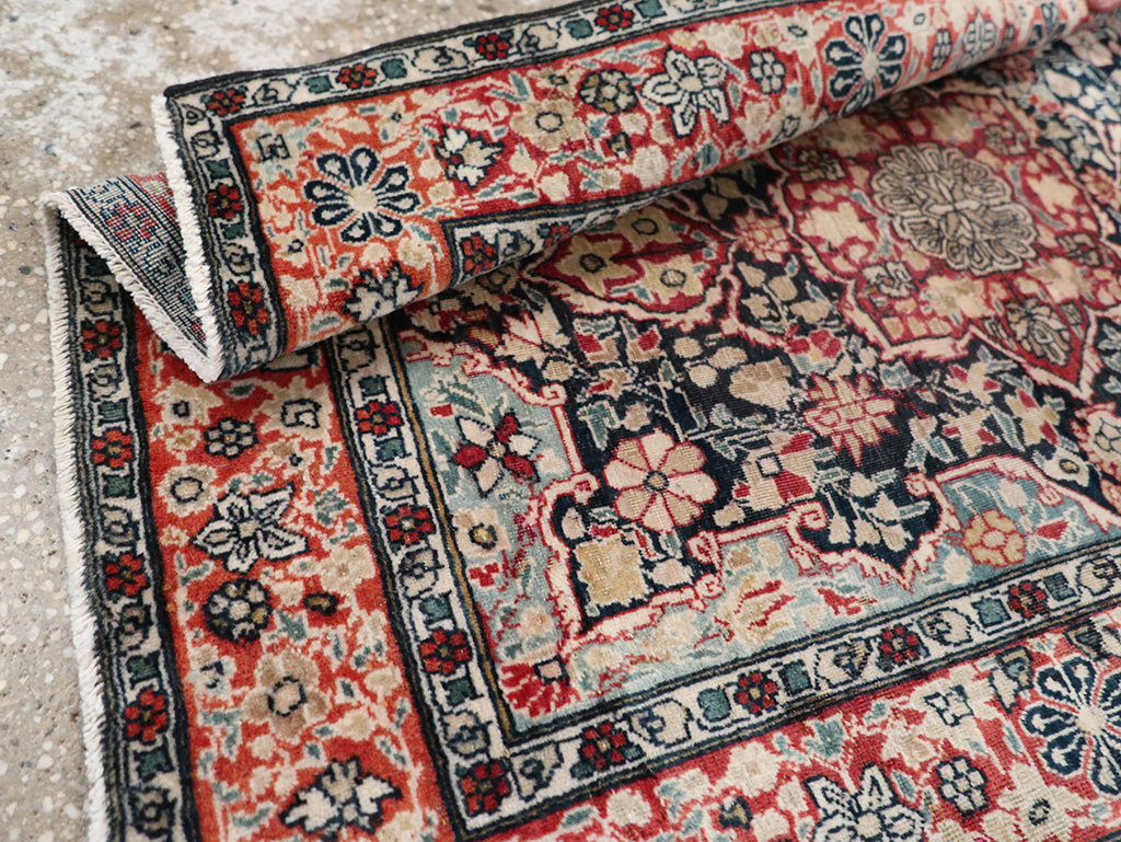 Antique Persian Mohtasham Kashan Throw Rug, No.25598 - Staging