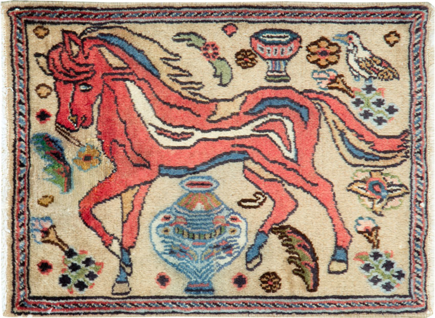 Vintage Persian Tabriz Pictorial Rug (Pair: 1 of 2), No.25601 - Staging