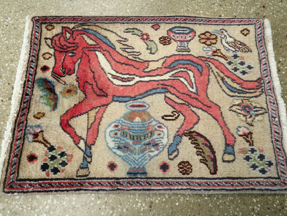 Vintage Persian Tabriz Pictorial Rug (Pair: 1 of 2), No.25601 - Staging