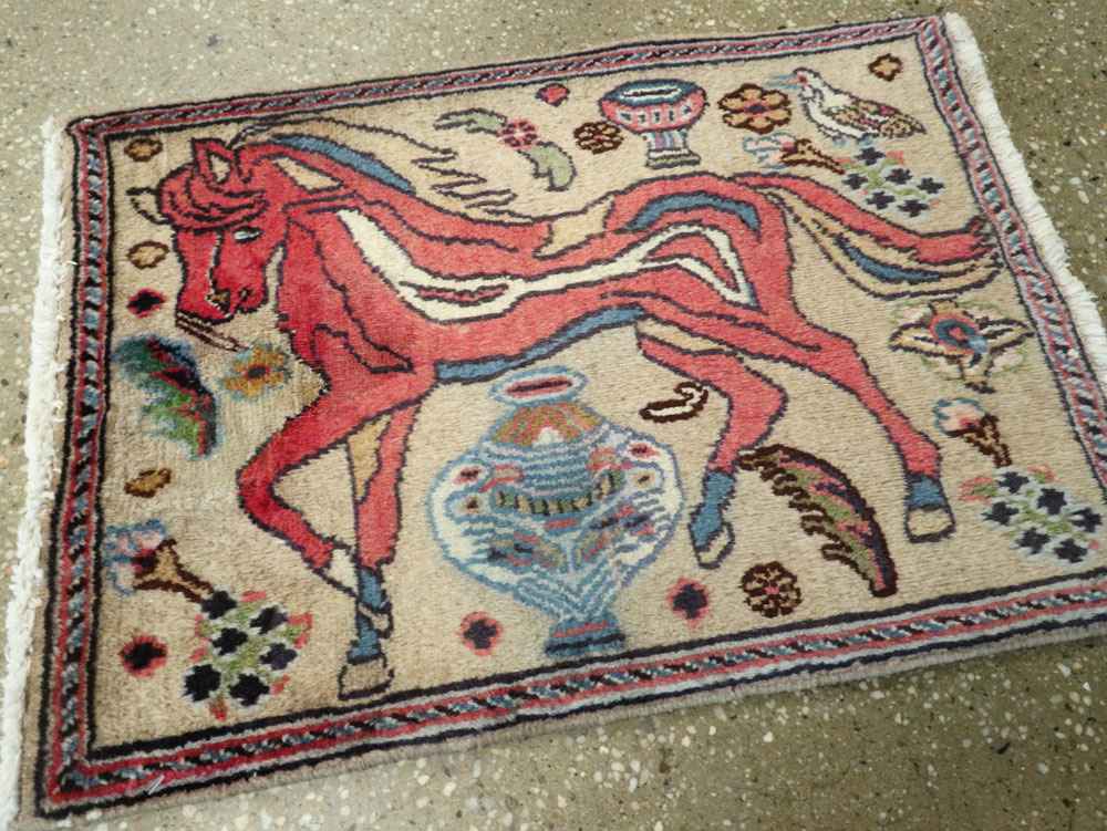 Vintage Persian Tabriz Pictorial Rug (Pair: 1 of 2), No.25601 - Staging