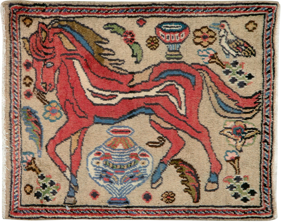 Vintage Persian Tabriz Pictorial Rug (Pair: 2 of 2), No.25602 - Staging