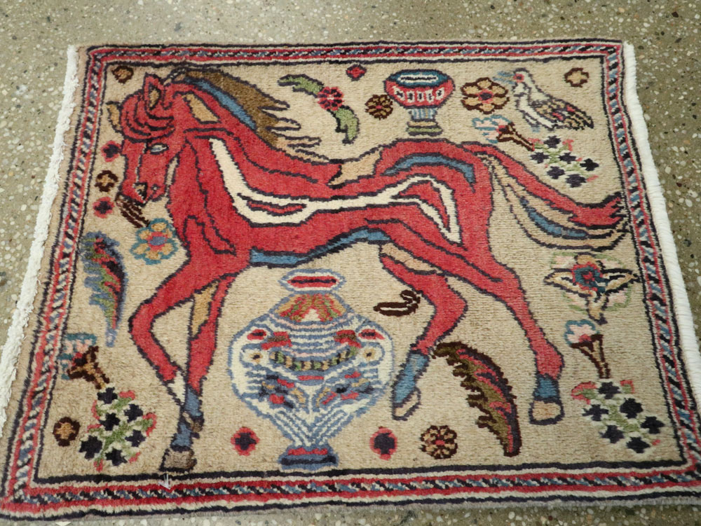 Vintage Persian Tabriz Pictorial Rug (Pair: 2 of 2), No.25602 - Staging