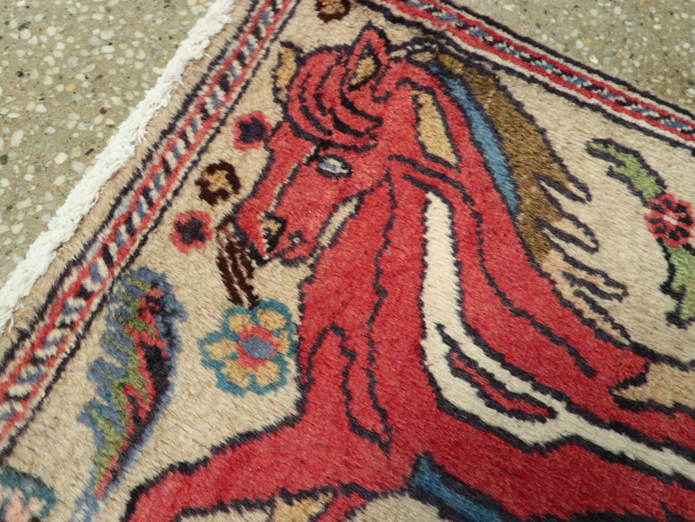 Vintage Persian Tabriz Pictorial Rug (Pair: 2 of 2), No.25602 - Staging