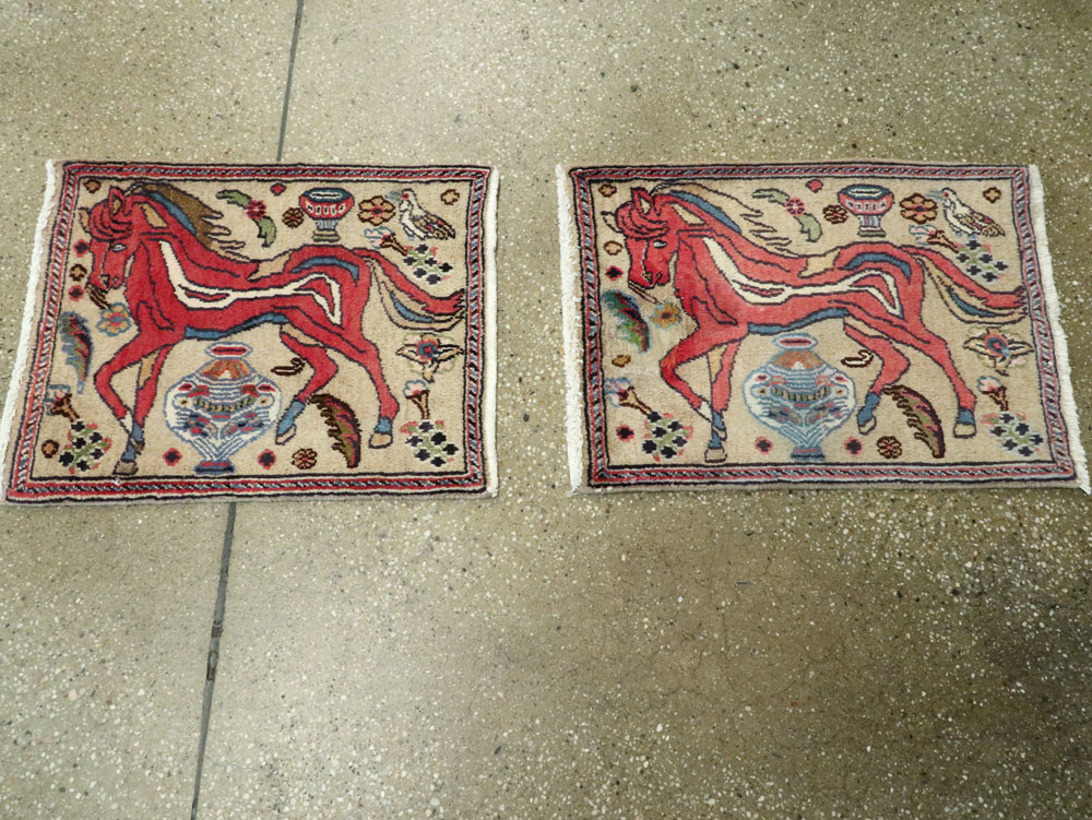 Vintage Persian Tabriz Pictorial Rug (Pair: 2 of 2), No.25602 - Staging