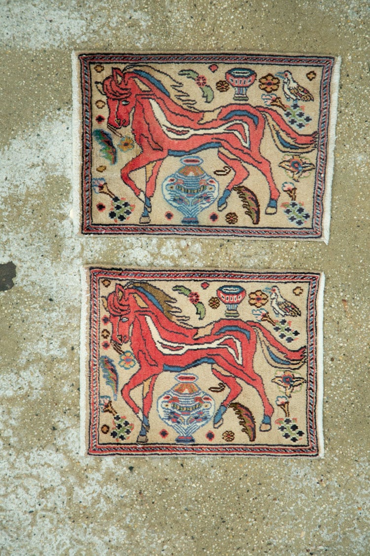Vintage Persian Tabriz Pictorial Rug (Pair: 2 of 2), No.25602 - Staging