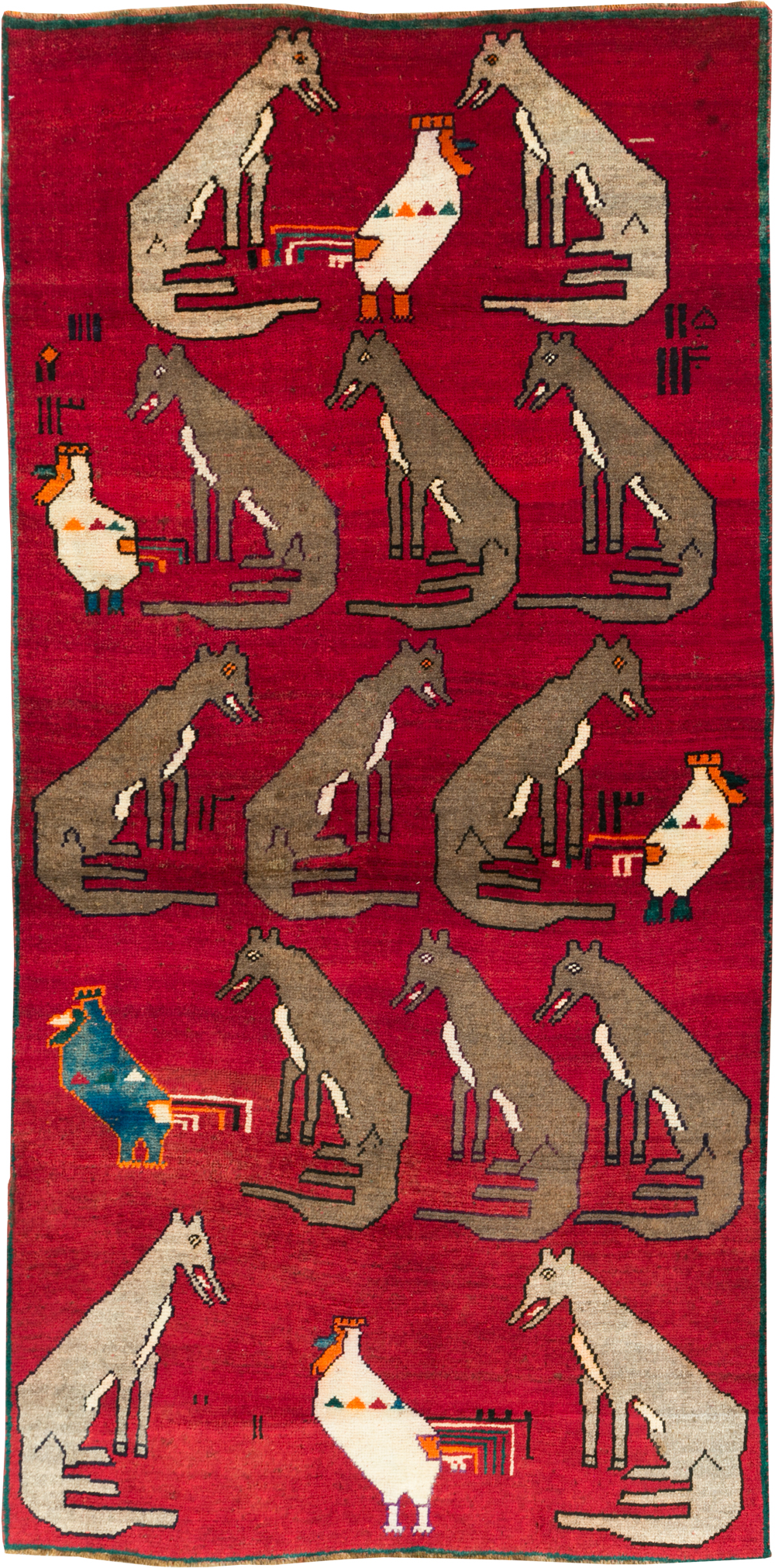 Vintage Persian Shiraz Pictorial Rug, No.25607 - Staging