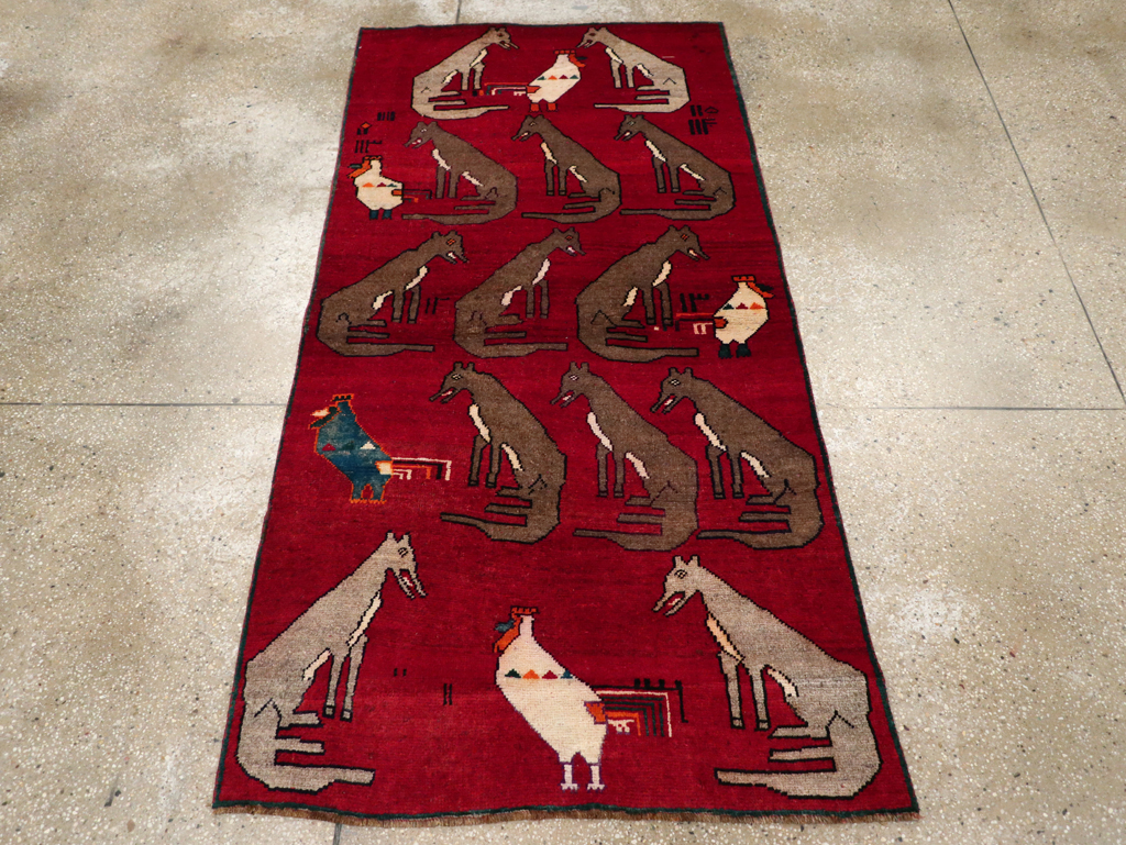 Vintage Persian Shiraz Pictorial Rug, No.25607 - Staging