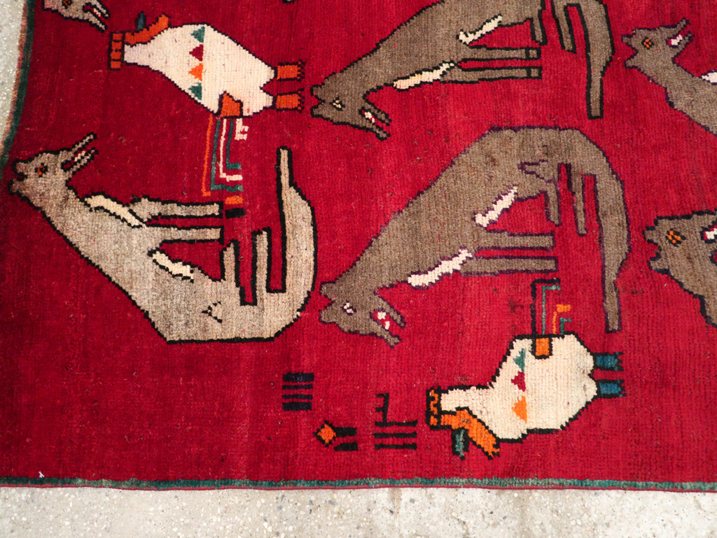 Vintage Persian Shiraz Pictorial Rug, No.25607 - Staging