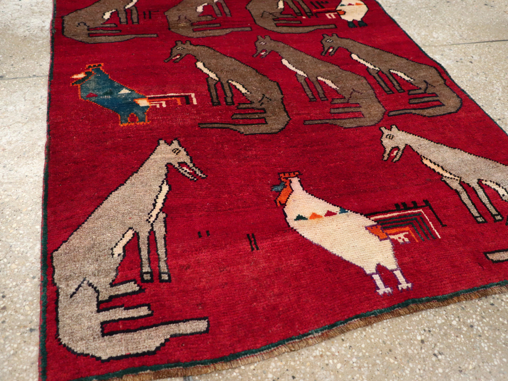 Vintage Persian Shiraz Pictorial Rug, No.25607 - Staging