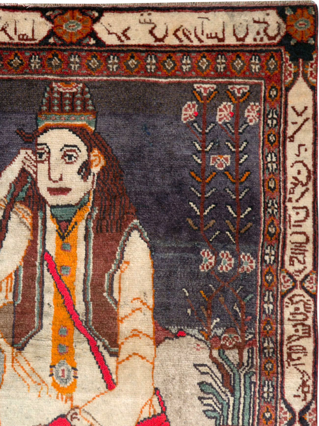 Antique Persian Malayer Pictorial Rug, No.25612 - Staging