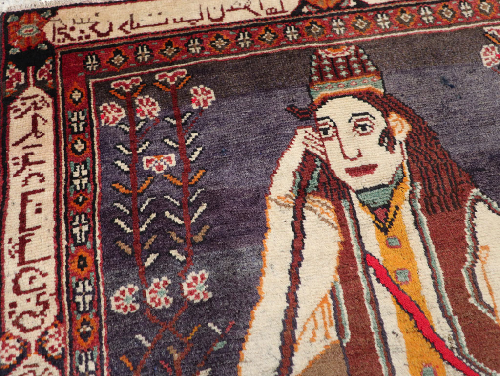 Antique Persian Malayer Pictorial Rug, No.25612 - Staging