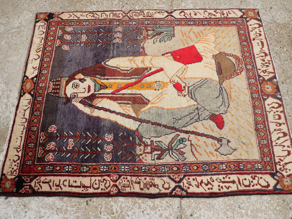 Antique Persian Malayer Pictorial Rug, No.25612 - Staging